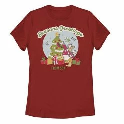 Licensed Character Disney's Mickey Mouse & Friends Juniors' Christmas Seasons Greetings Graphic Tee