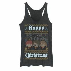 Licensed Character Juniors' Harry Potter Happy Christmas Chibi Ugly Sweater Tank Top Royal Heather -Licensed Character Shop unnamed file 19107