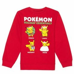 Licensed Character Boys 8-20 Pokemon Pikachu "Holiday Essentials" Fleece Crewneck