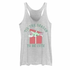 Licensed Character Juniors' Star Wars The Child Aka Baby Yoda Christmas Graphic Tank White Heather