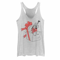 Licensed Character Juniors' Disney's Pluto Christmas Present Tank Top Banana