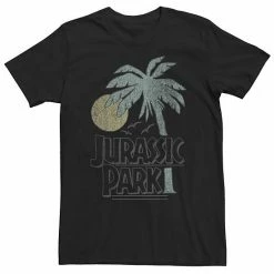Licensed Character Big & Tall Jurassic Park Sunset Palm Tree Logo Tee Black