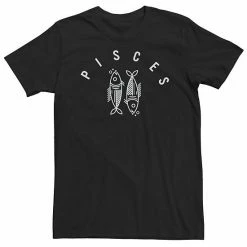 Licensed Character Big & Tall Pisces Fish White Ink Sketch Tee Black