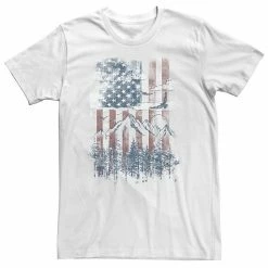 Licensed Character Big & Tall American Flag Vertical And Mountain Range Tee White