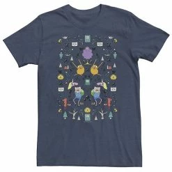 Licensed Character Big & Tall Cartoon Network Adventure Time Group Shot Icons Tee Navy Heather