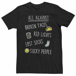 Licensed Character Big & Tall All Agains Broken Tacos Red Lights Sucky People Tee