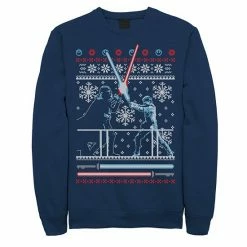 Licensed Character Men's Star Wars Vader Luke Clash Ugly Christmas Sweater Fleece Navy -Licensed Character Shop unnamed file 1970