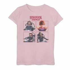 Licensed Character Girls 7-16 Netflix Stranger Things Group Shot Box Up Logo Graphic Tee