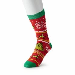 Licensed Character Men's Novelty Character Crew Socks The Grinch Ugly Sweate -Licensed Character Shop unnamed file 207