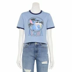 Licensed Character Disney's Stitch Juniors' Aloha Hawaii Ringer Tee