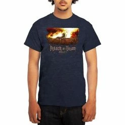 Licensed Character Men's Attack On Titan Tee Heather Navy