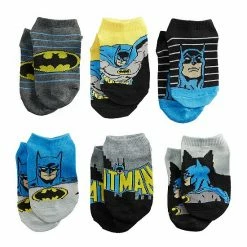 Licensed Character Boys 6-Pack DC Comics Batman Retro No-Show Socks