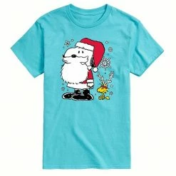 Licensed Character Men's Peanuts Snoopy Santa Reindeer Tee Aqua -Licensed Character Shop unnamed file 2145