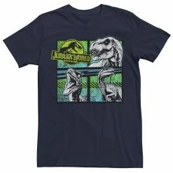 Licensed Character Men's Jurassic World Dinosaurs Group Of 3 Neon Graphic Tee Navy