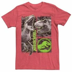Licensed Character Men's Jurassic World Two Raptor T-Rex Camo Scratch Tee Red Heather -Licensed Character Shop unnamed file 21651