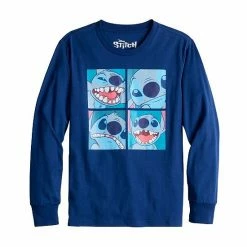 Licensed Character Disney's Stitch Boys 8-20 Many Faces Long Sleeve Graphic Tee