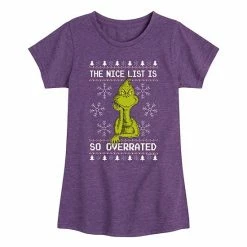 Licensed Character Girls 7-16 Dr. Seuss Grinch Overrated Graphic Tee Purple