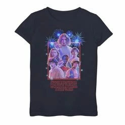 Licensed Character Girls 7-16 Netflix Stranger Things Group Shot Fireworks Poster Graphic Tee