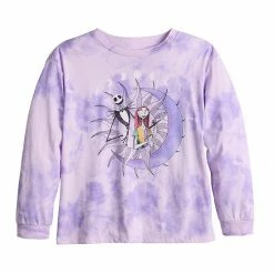 Licensed Character Girls 7-16 Oversized Nightmare Before Christmas Long Sleeve Graphic Tee