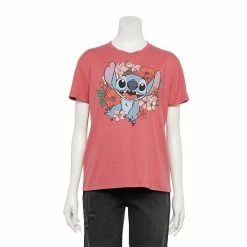 Licensed Character Disney's Lilo & Stitch Juniors' Floral Stitch Graphic Tee