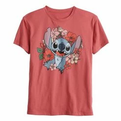 Licensed Character Disney's Lilo & Stitch Juniors' Floral Stitch Graphic Tee -Licensed Character Shop unnamed file 2213