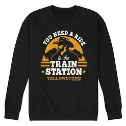 Licensed Character Men's Yellowstone Train Station Sweatshirt Black