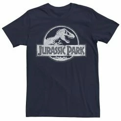 Licensed Character Men's Jurassic Park White Distressed Circle Logo Graphic Tee Red