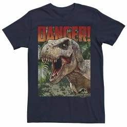 Licensed Character Men's Jurassic World Danger T-Rex Retro Poster Graphic Tee Charcoal Heather