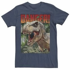 Licensed Character Men's Jurassic World Danger T-Rex Retro Poster Graphic Tee Charcoal Heather -Licensed Character Shop unnamed file 22511