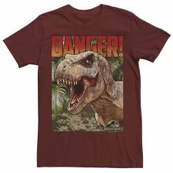 Licensed Character Men's Jurassic World Danger T-Rex Retro Poster Graphic Tee Charcoal Heather -Licensed Character Shop unnamed file 22512