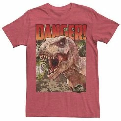 Licensed Character Men's Jurassic World Danger T-Rex Retro Poster Graphic Tee Charcoal Heather -Licensed Character Shop unnamed file 22517