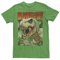 Licensed Character Men's Jurassic World Danger T-Rex Retro Poster Graphic Tee Charcoal Heather -Licensed Character Shop unnamed file 22519