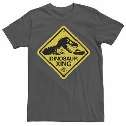 Licensed Character Men's Jurassic Park Dinosaur Crossing Yellow Sign Tee Athletic Heather -Licensed Character Shop unnamed file 22660