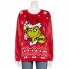 Licensed Character Juniors' The Grinch Holiday Santa Headshot Graphic Pullover -Licensed Character Shop unnamed file 227