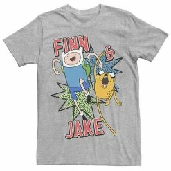 Licensed Character Men's Cartoon Network Adventure Time Finn & Jake Kapows Tee Silver -Licensed Character Shop unnamed file 22715