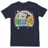 Licensed Character Men's CN Adventure Time Finn & Jake Rainbow Banner Tee Kelly Heather