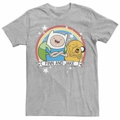 Licensed Character Men's CN Adventure Time Finn & Jake Rainbow Banner Tee Kelly Heather -Licensed Character Shop unnamed file 22726