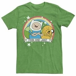 Licensed Character Men's CN Adventure Time Finn & Jake Rainbow Banner Tee Kelly Heather -Licensed Character Shop unnamed file 22732