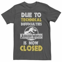 Licensed Character Men's Jurassic World Technical Difficulties Sign Graphic Tee Red Heather -Licensed Character Shop unnamed file 22836