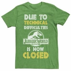 Licensed Character Men's Jurassic World Technical Difficulties Sign Graphic Tee Red Heather -Licensed Character Shop unnamed file 22842