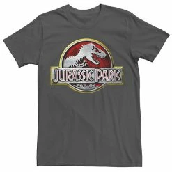 Licensed Character Mens Jurassic Park Chrome Logo Tee Red