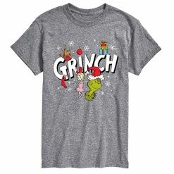 Licensed Character Men's Dr. Seuss Grinch Logo Group Tee Gray