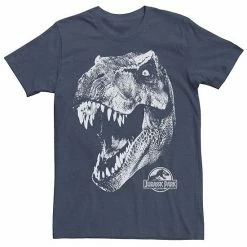 Licensed Character Men's Jurassic Park T-Rex White Head Roaring Tee Navy Heather -Licensed Character Shop unnamed file 22888