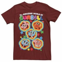 Licensed Character Men's Cartoon Network Gumball Five Stars Group Shot Colorful Tee Cardinal -Licensed Character Shop unnamed file 23131