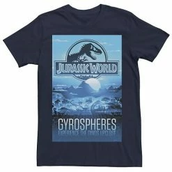 Licensed Character Men's Jurassic World Gyrospheres Tour Park Poster Graphic Tee Silver