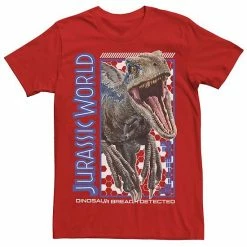 Licensed Character Men's Jurassic World Blue Dino Breach Tee Red -Licensed Character Shop unnamed file 23309