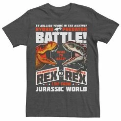 Licensed Character Men's Jurassic World T-Rex VS I-Rex Battle Poster Graphic Tee Char Hthr -Licensed Character Shop unnamed file 23347