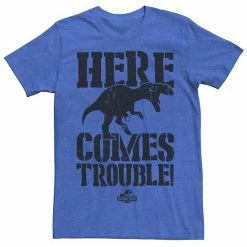 Licensed Character Men's Jurassic Park Here Comes Trouble Graphic Tee Royal Heather -Licensed Character Shop unnamed file 23391