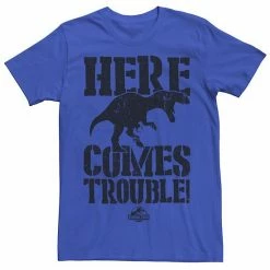 Licensed Character Men's Jurassic Park Here Comes Trouble Graphic Tee Royal Heather -Licensed Character Shop unnamed file 23393