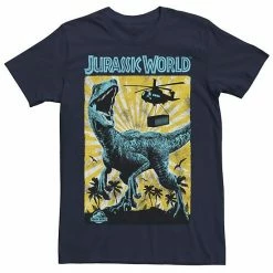 Licensed Character Men's Jurassic World T-Rex Color Pop Retro Poster Tee Navy Heather